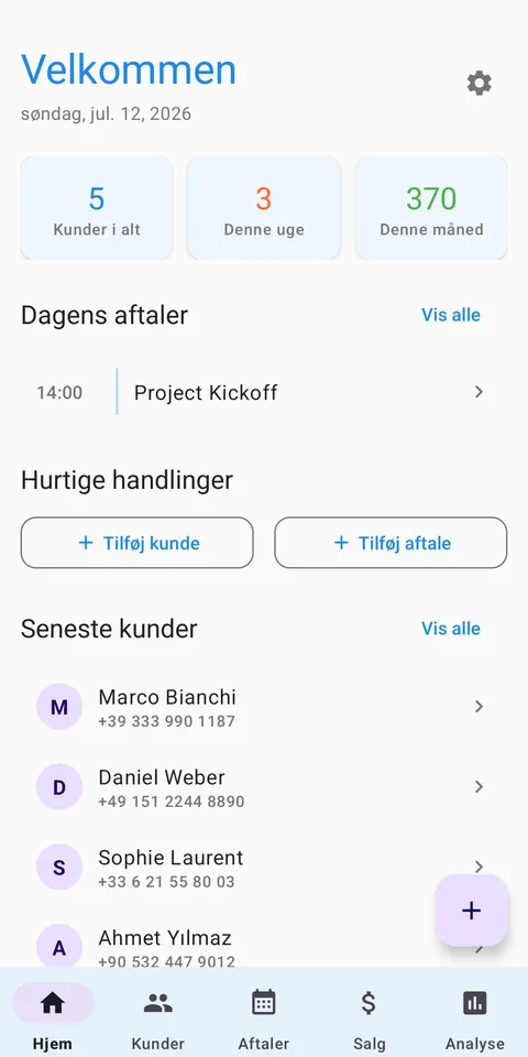 CRM: Kunder & Aftaler