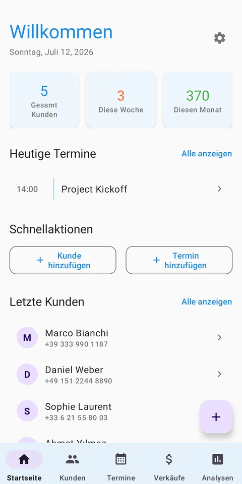 CRM: Kunden, Termine, Umsatz