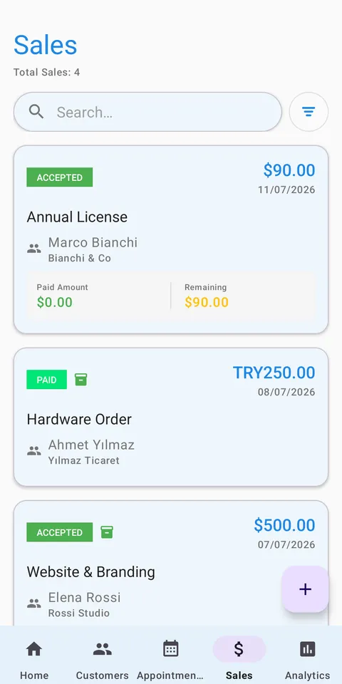 SALES TRACKING