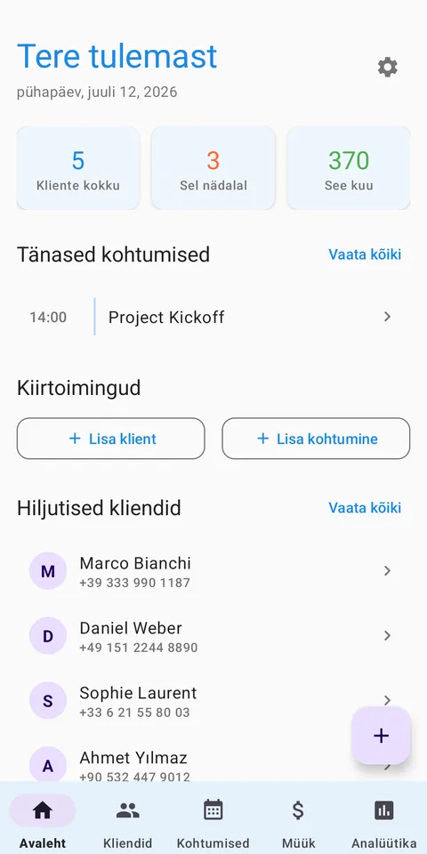 CRM kliendid ja müük