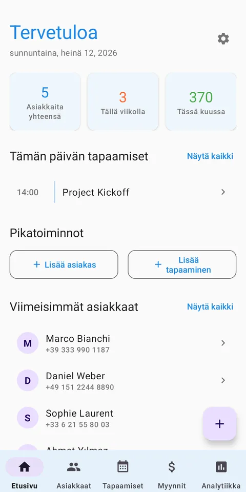 CRM: Asiakkaat & Ajanvaraus