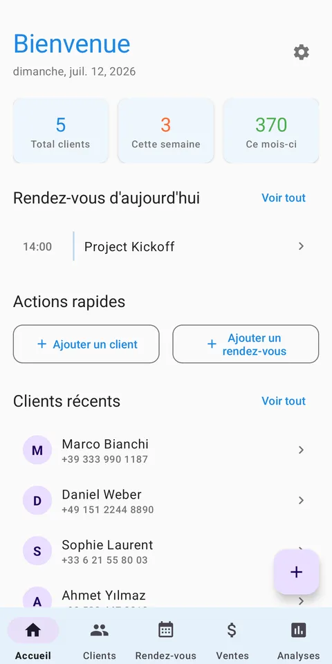 CRM: Clients et Rendez-vous