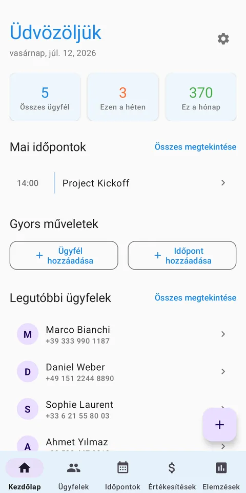 CRM ügyfelek és értékesítés