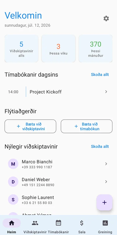 CRM: Viðskiptavinir og sala