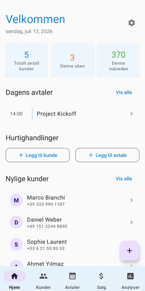 CRM: Kunder & Avtaler