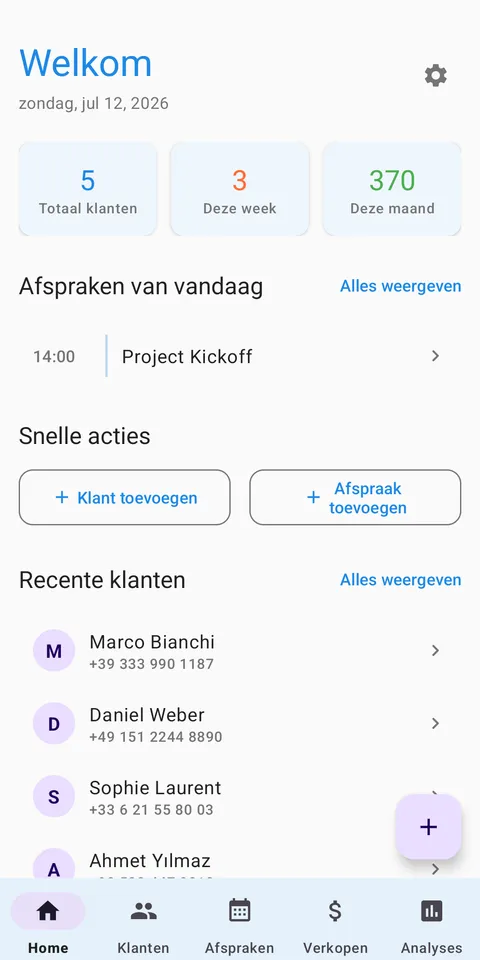 CRM: Klanten & Afspraken