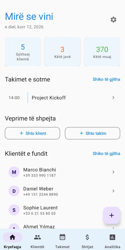 CRM klientë dhe shitje